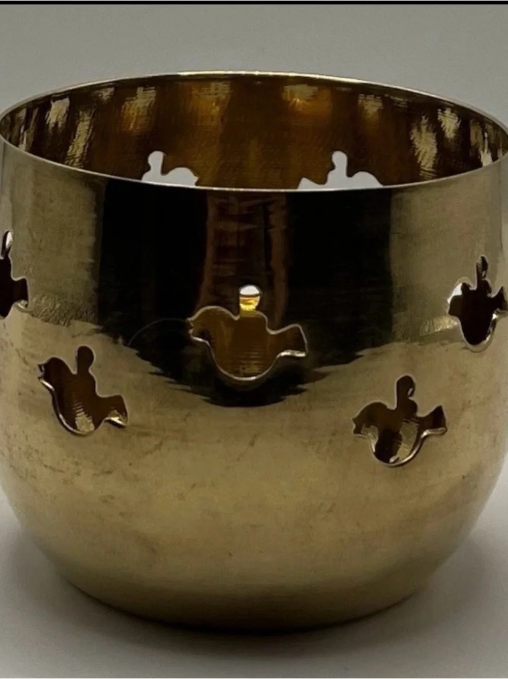 Brass Decorative Votive Holder with Dove Cutouts